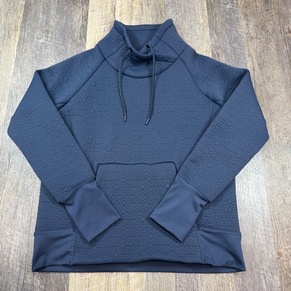 Athleta Jacquard Elevation Quilted Pullover Funnel Neck Blue Size Small 159048